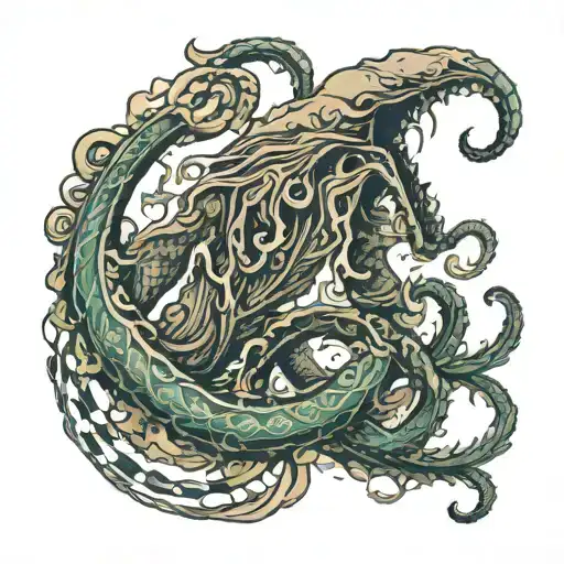 kraken running a triathlon tattoo design idea