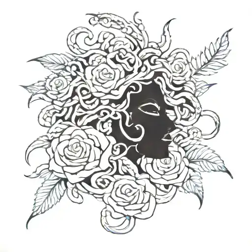 Medusa, rose tattoo design idea