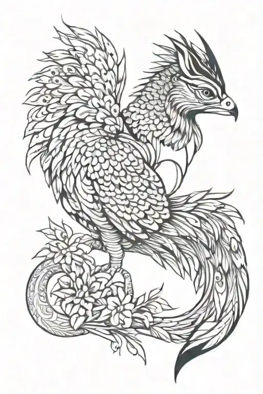 Hybrid animal of Peacock, Mandarin, Duck, Arctic Fox, Scarlet, Macaw, Bengal Tiger tattoo design idea