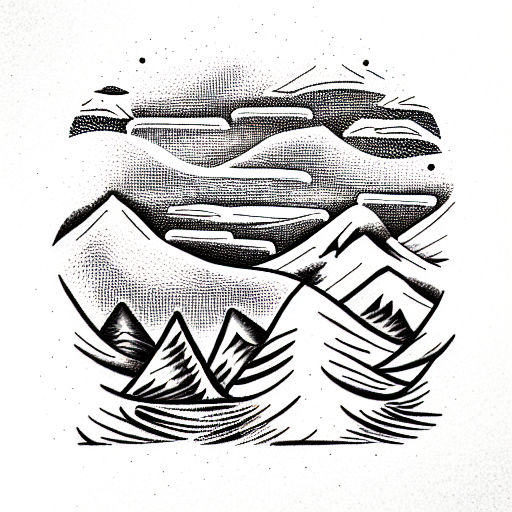 Mountain Scene tattoo design idea