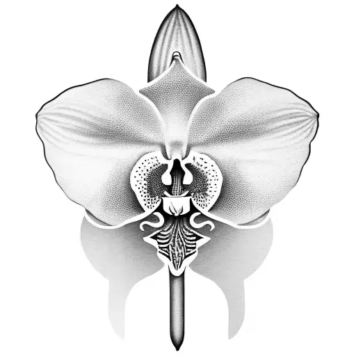Gray moth orchid art Cattleya orchids Tattoo Drawing Flower sketch ink  monochrome color png  PNGWing