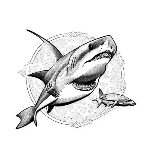 Shark attack tshirt design hand drawn vector Sea art Shark tattoo  geometric style Stock Vector  Adobe Stock