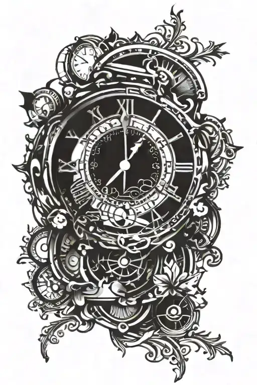 clock tattoo design idea