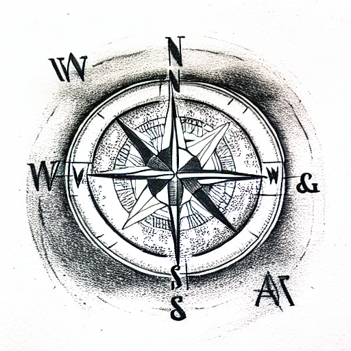 Buy Compass Tattoo Design White Background PNG File Download Online in  India  Etsy