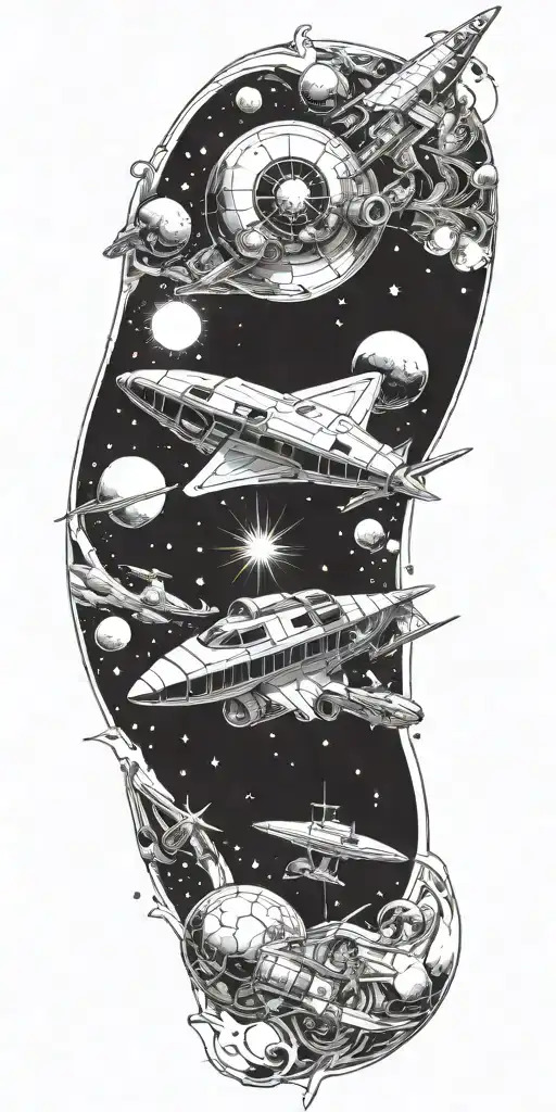 Space. Exploration, Space Ships tattoo design idea
