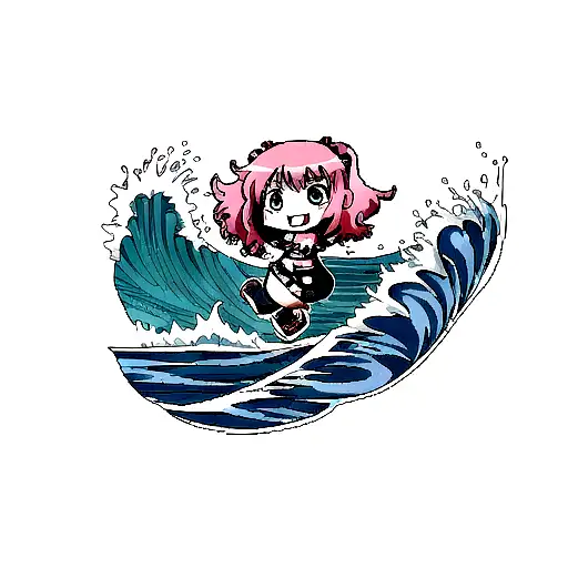 Ocean Wave, Girl tattoo design idea