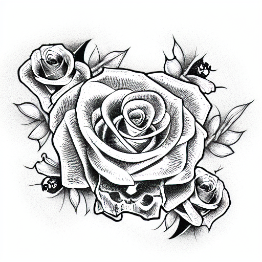SAVI Temporary Tattoo For Girls Men Women 3D Skull Cross Pink Rose Flower  Sticker Size 21x15cm  1pc 1591 Multicolor