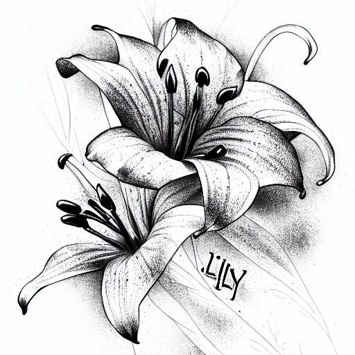 lily black and white tattoo