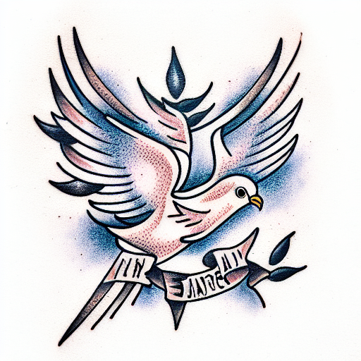 Traditional "Dove" Tattoo Idea BlackInk AI