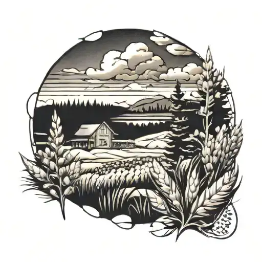 Combine The Saskatchewan Landscape With Foxtail Barley tattoo design idea