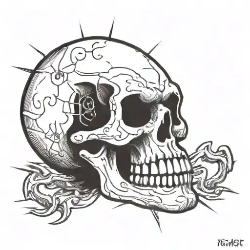 Funny skull flash tattoo design idea