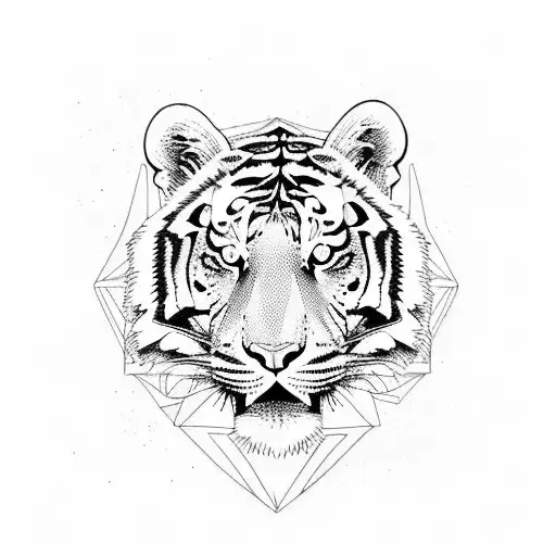 a geometric Tiger tattoo shapes