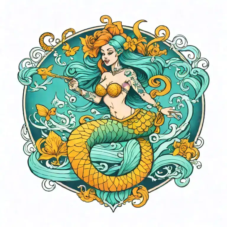 mermaid tattoo design idea