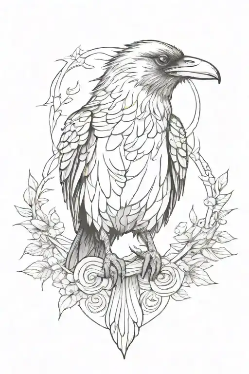 raven tattoo design idea