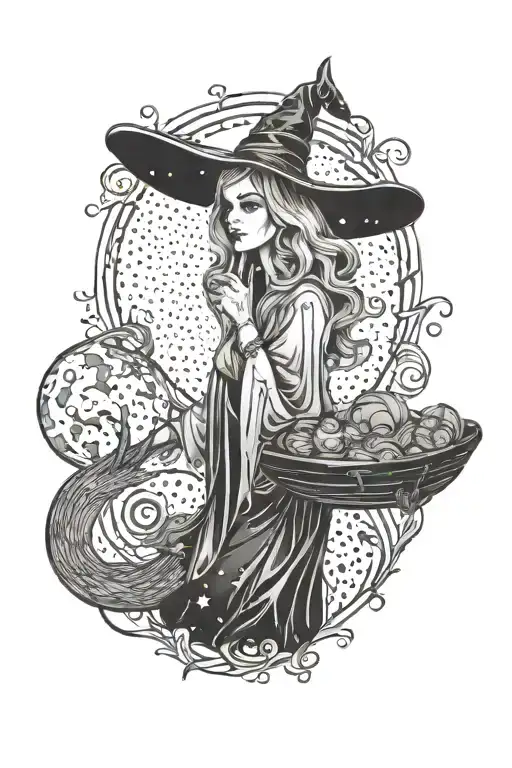 witch tattoo design idea