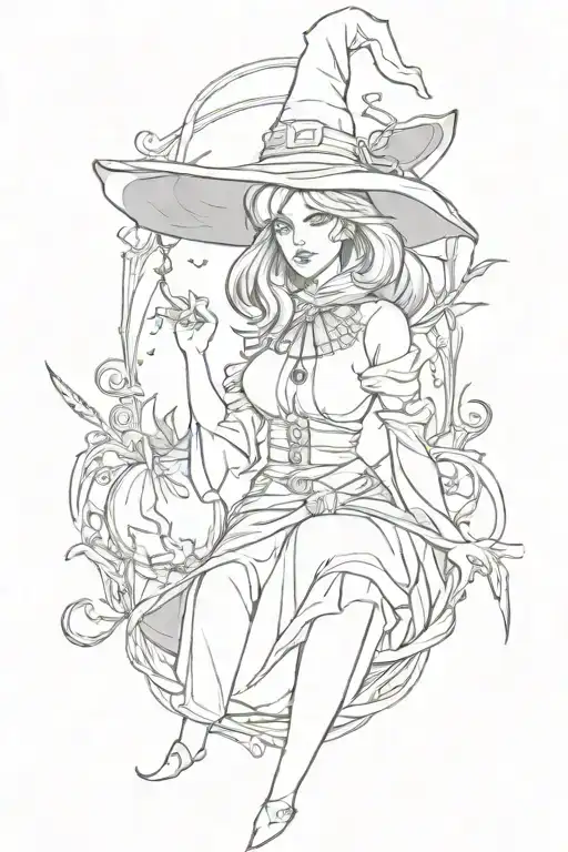 witch tattoo design idea