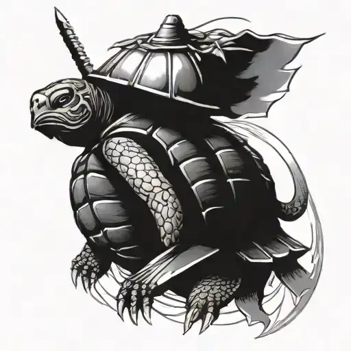 Turtle Samurai warrior tattoo design idea