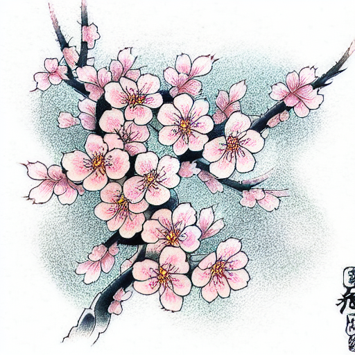 Japanese "Cherry Blossom" Tattoo Idea - BlackInk AI