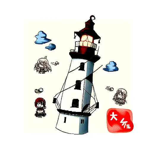 Premium AI Image | Anime scene of a lighthouse on a small island with a sky  background generative ai
