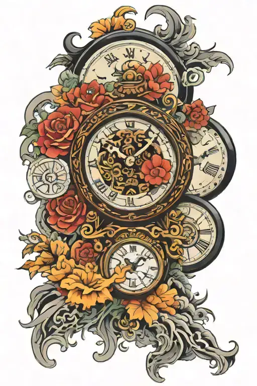 clock tattoo design idea