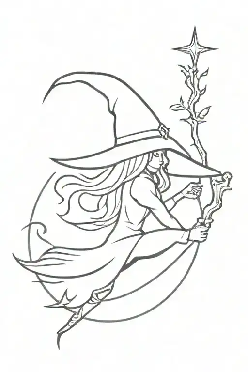 witch tattoo design idea