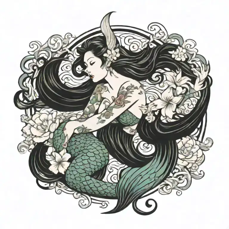 mermaid tattoo design idea