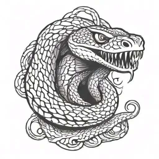 snake biting hand tattoo design idea
