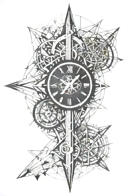 clock tattoo design idea
