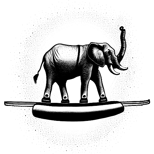 elephant on a skateboard with a golden gate bridge in the background tattoo design idea