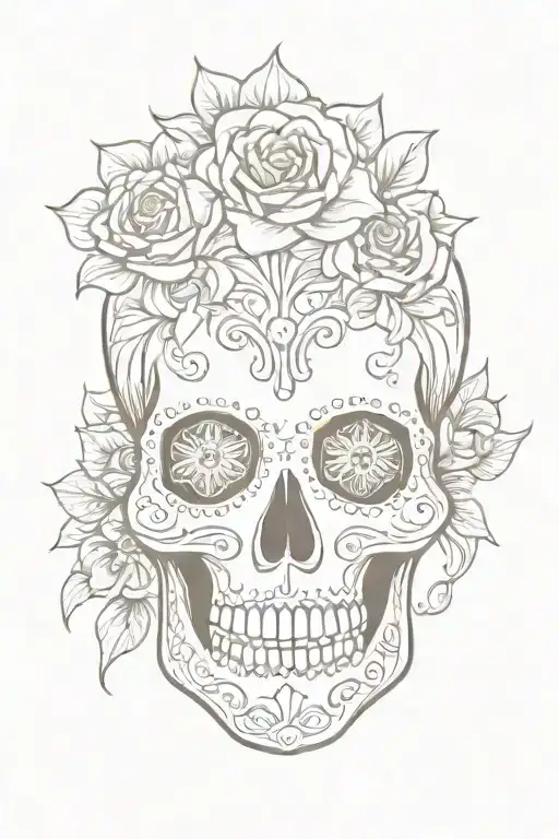 sugar-skull tattoo design idea