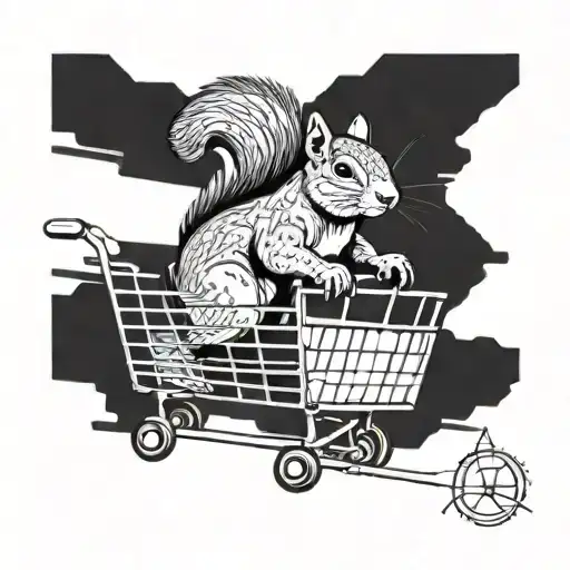 Squirrel in a shopping cart tattoo design idea