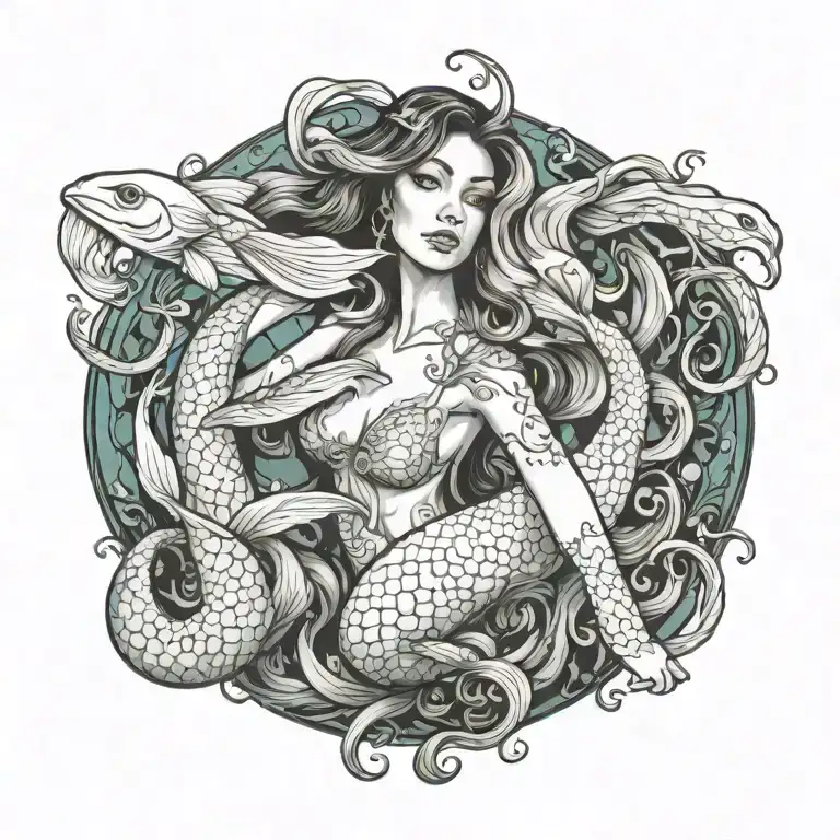 mermaid tattoo design idea