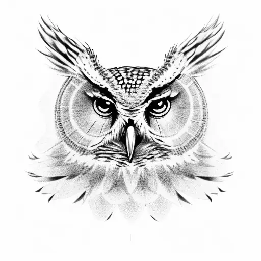 owl head drawing tattoo