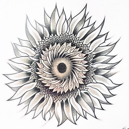 Japanese "Sunflower" Tattoo Idea BlackInk AI