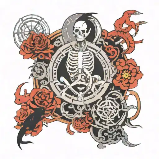 Incorporate elements from Full Metal Alchemist with a scientific twist tattoo design idea