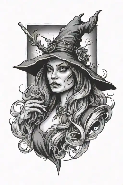 witch tattoo design idea