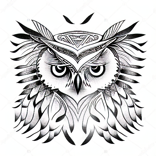 Tribal owl tattoo for mascot design in black and white Stock Vector Image &  Art - Alamy