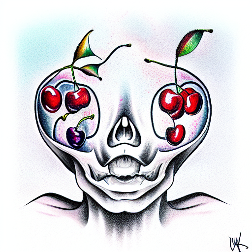 Cherry Skull Tattoo  Etsy