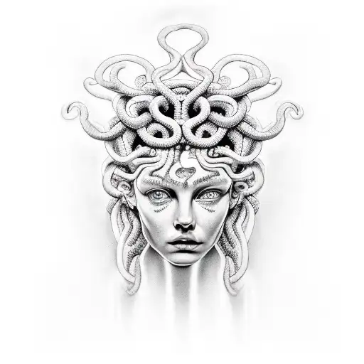 Medusa Gorgon Head on a Shield Hand Drawn Line Art and Dot Work Tattoo or  Print Design Isolated Vector Illustration Gorgoneion is Stock Vector   Illustration of black drawn 114060414