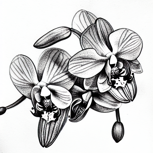 Black and Grey "Orchid" Tattoo Idea - BlackInk AI