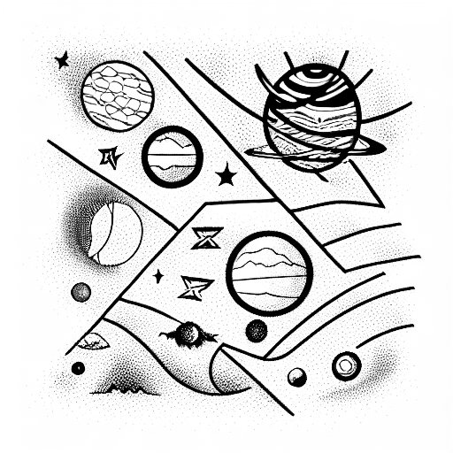 Solar System Mountain tattoo design idea