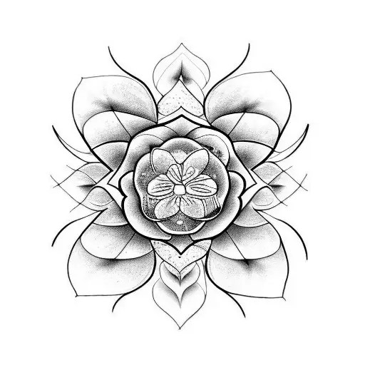 Geometric Flower Tattoo Idea  BlackInk AI