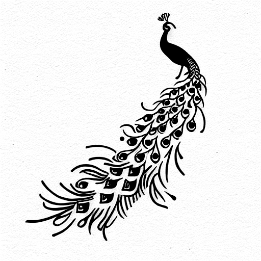 Japanese peacock tattoo.asian phoenix fire bird tattoo design.colorful •  wall stickers graphic, fly, flight | myloview.com