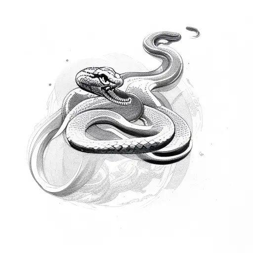 prompthunt: snake tattoo outline, black ink on white paper