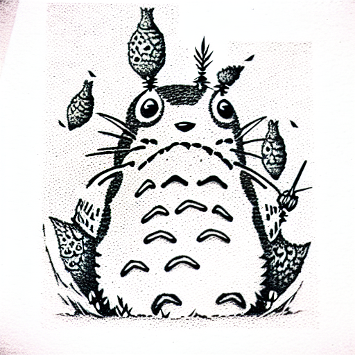 Totoro on an acorn tattoo design idea