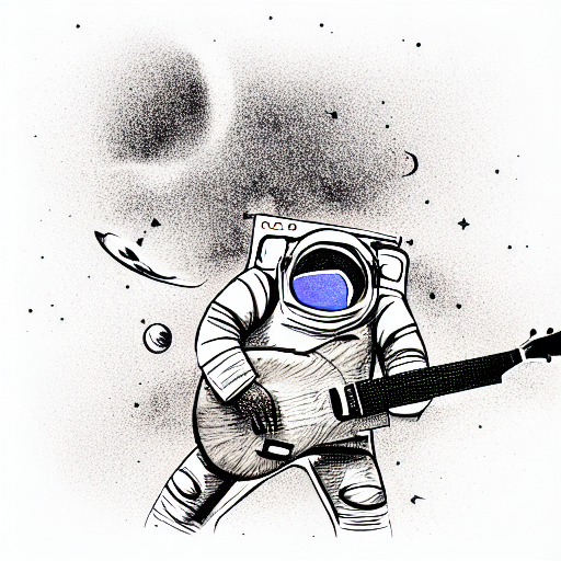 astronaut smashing a guitar tattoo design idea