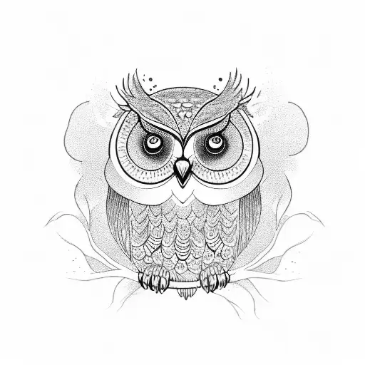 Owl Tattoo Stencil, Owl Tattoo Grafica di tattooworker · Creative Fabrica