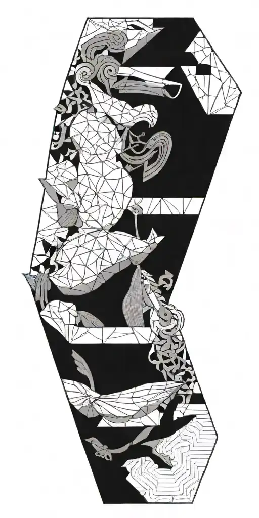 Fine Line/Geometric/Abstract, science, greek statue, art deco, angular tattoo design idea