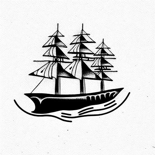 Old Dark Sinking Ship tattoo design idea