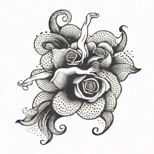 A flamenco dancer that when looked upside down looks like a rose tattoo design idea